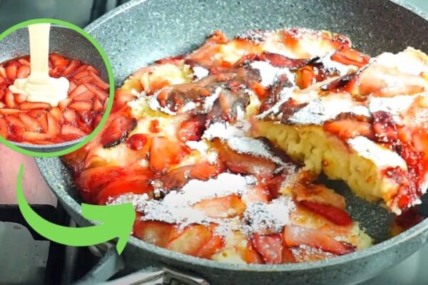 No-Bake Strawberry Cake, homemade and freshly served