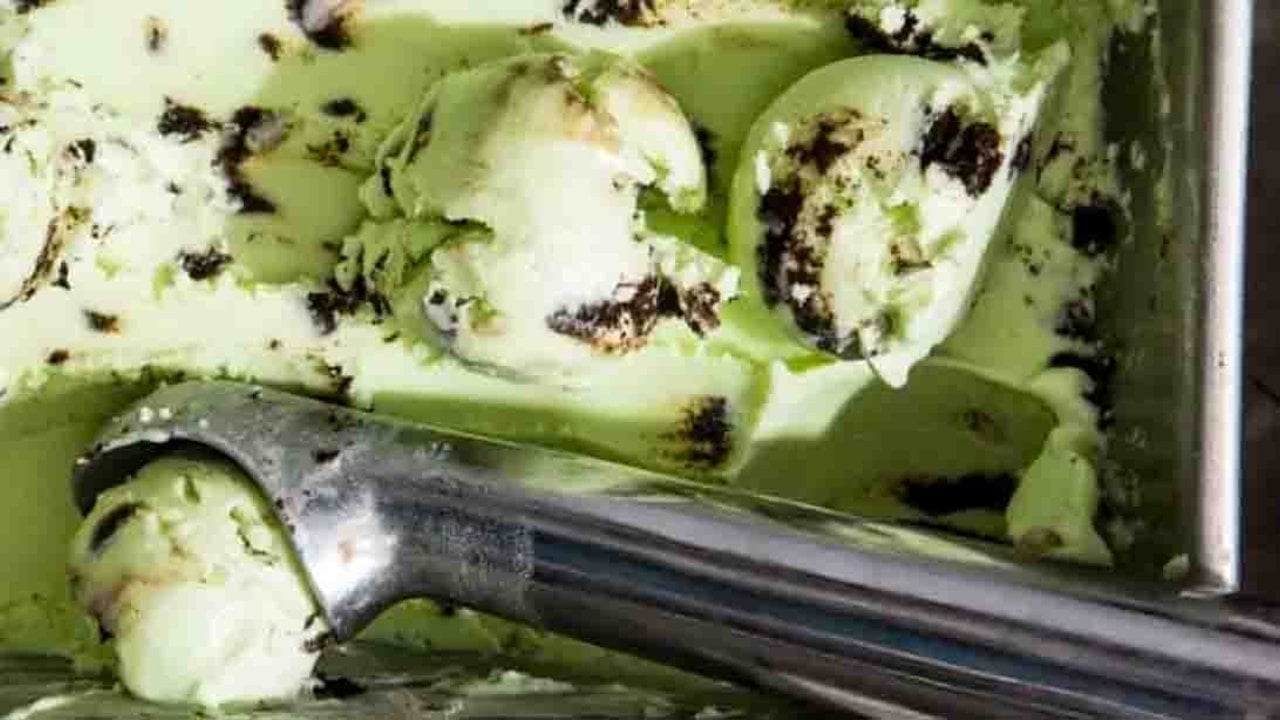 No Churn Ice Cream Base Recipe No churn ice cream in a loaf pan with crushed cookies stirred through, made without an ice cream machine