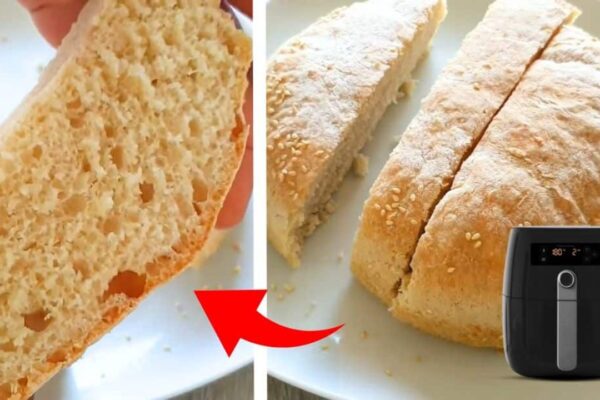 No-Knead 4-Ingredient Air Fryer Bread, homemade and freshly served
