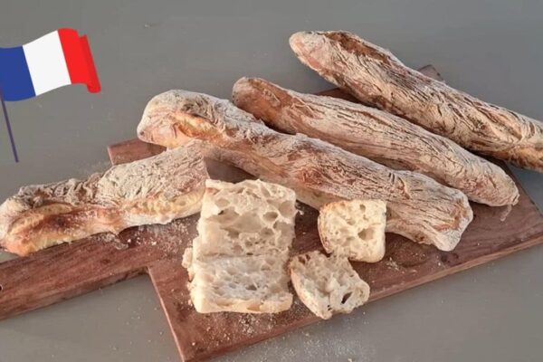 No-Knead Baguette, homemade and freshly served