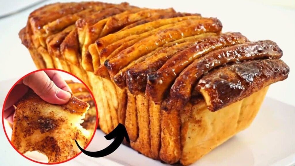 No-Knead Cinnamon Pull-Apart Bread, homemade and freshly served
