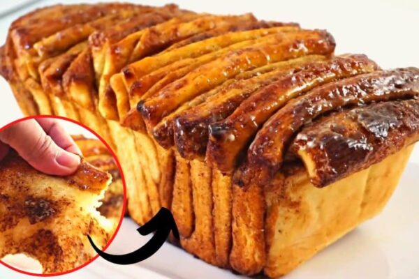 No-Knead Cinnamon Pull-Apart Bread, homemade and freshly served