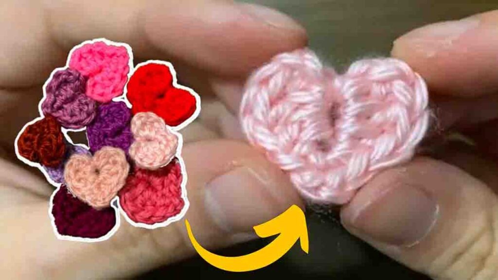 Finished No Magic Ring Mini Heart Crochet, a completed DIY project