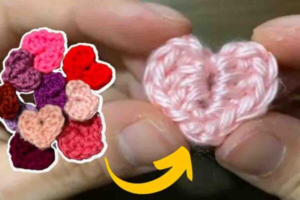 Finished No Magic Ring Mini Heart Crochet, a completed DIY project