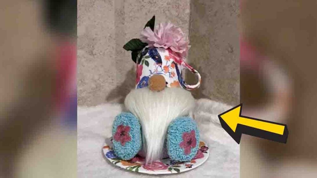 Finished No-Sew DIY Teacup Gnome, a completed DIY project