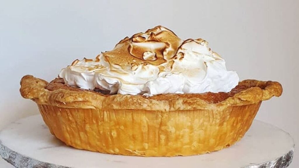 Old Fashioned Butterscotch Pie With Meringue, homemade and freshly served