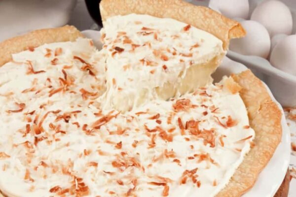Old-Fashioned Coconut Cream Pie, homemade and freshly served