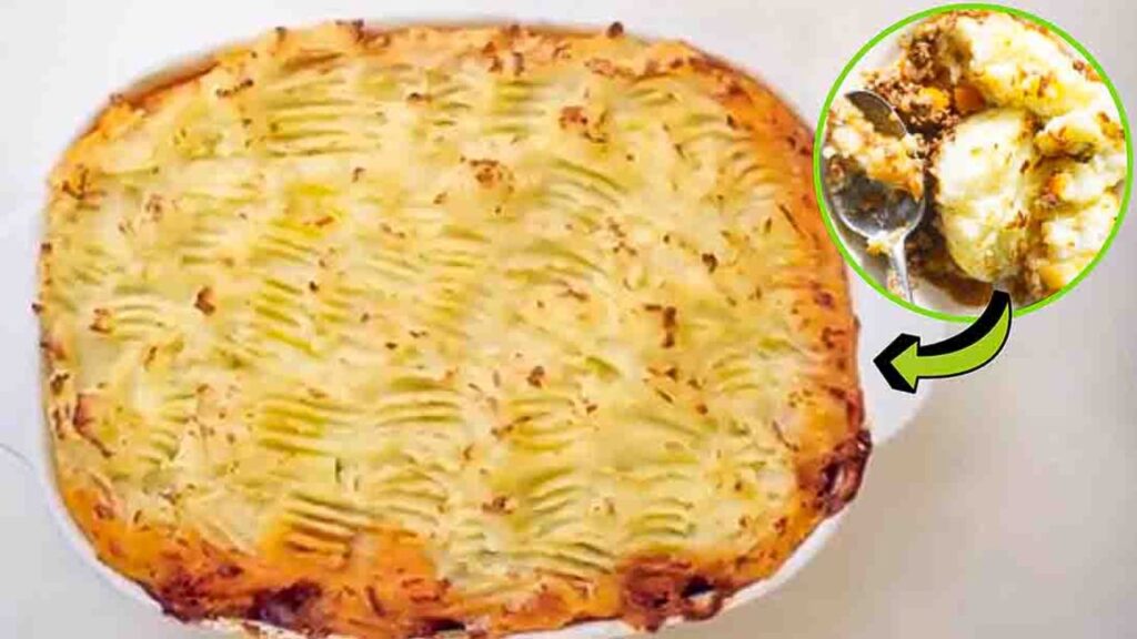 Old-Fashioned Cottage Pie, homemade and freshly served