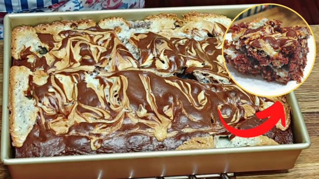 Old-Fashioned Earthquake Cake, homemade and freshly served