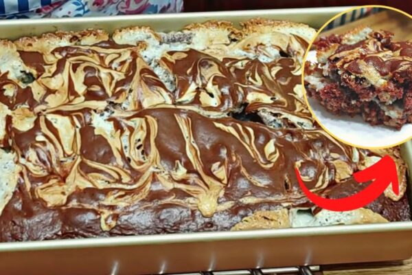 Old-Fashioned Earthquake Cake, homemade and freshly served