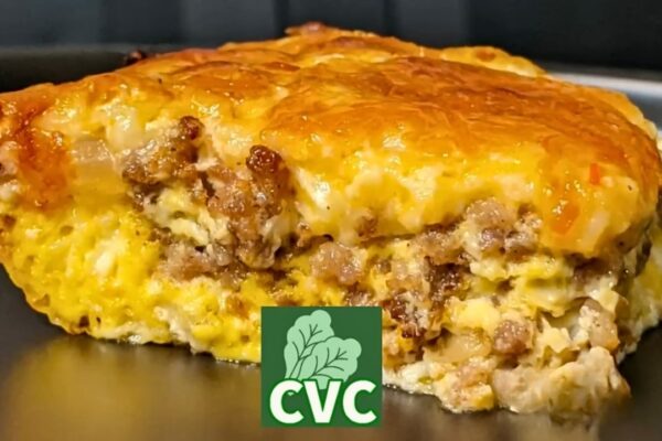 Old-Fashioned Fireman's Breakfast Casserole, homemade and freshly served