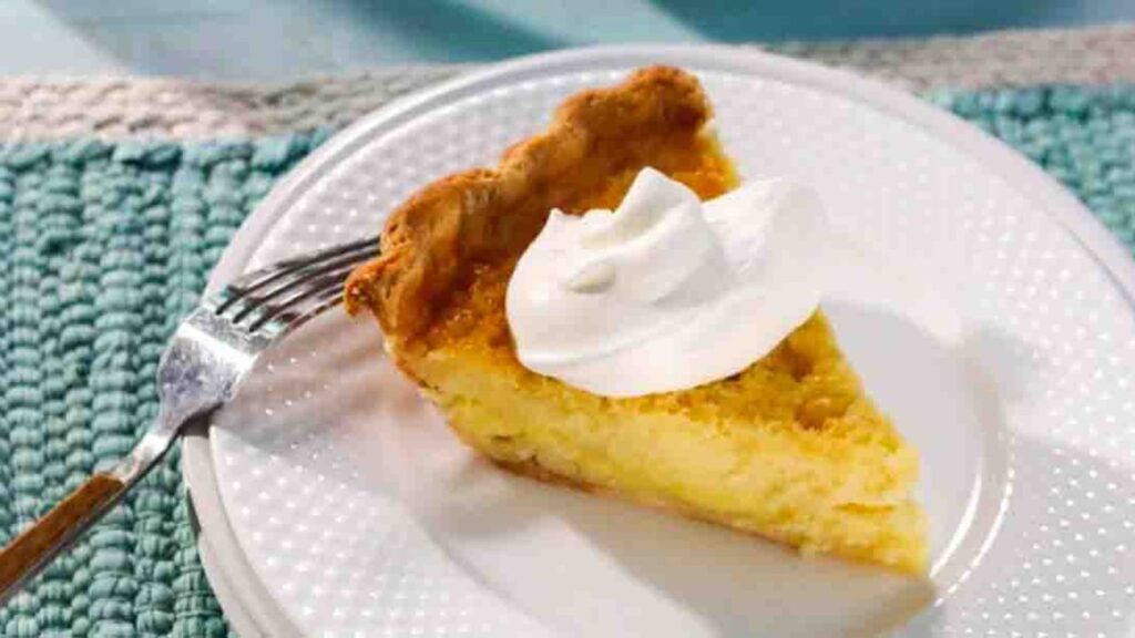 Old-Fashioned Lemon Buttermilk Pie, homemade and freshly served