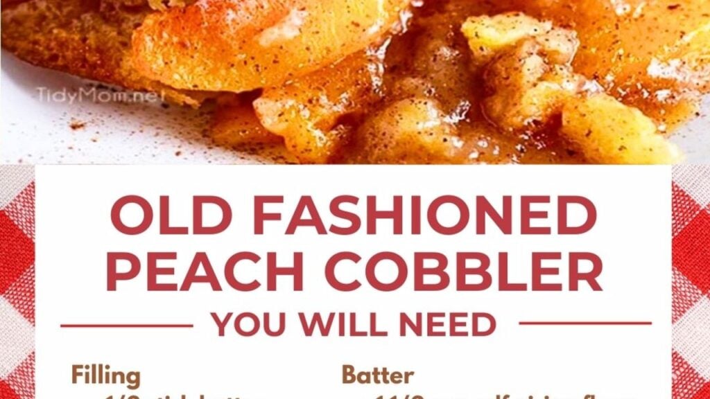 Old Fashioned Peach Cobbler, homemade and freshly served