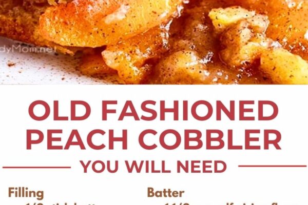 Old Fashioned Peach Cobbler, homemade and freshly served