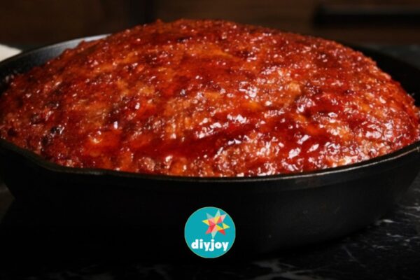 Old-Fashioned Skillet Meatloaf, homemade and freshly served