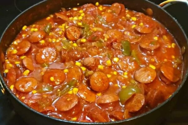 Old-Fashioned Tomatoes & Sausage, homemade and freshly served