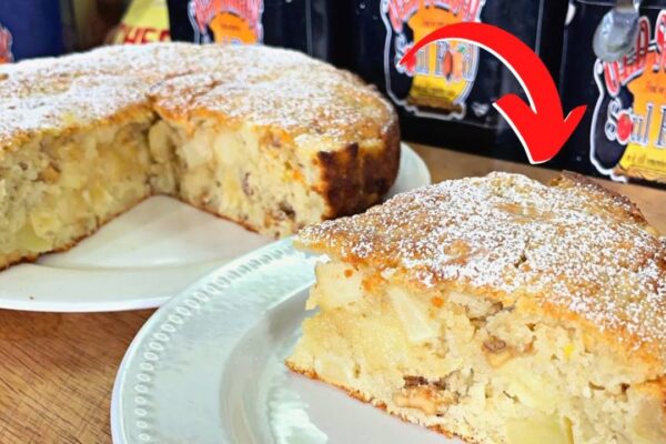 Old School Apple Walnut Cake, homemade and freshly served