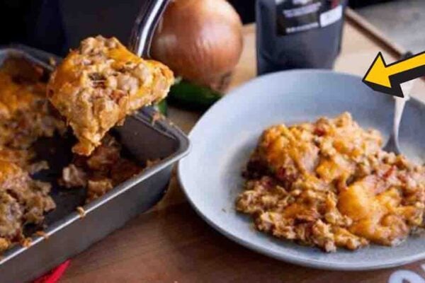 Old-School King Ranch Casserole, homemade and freshly served