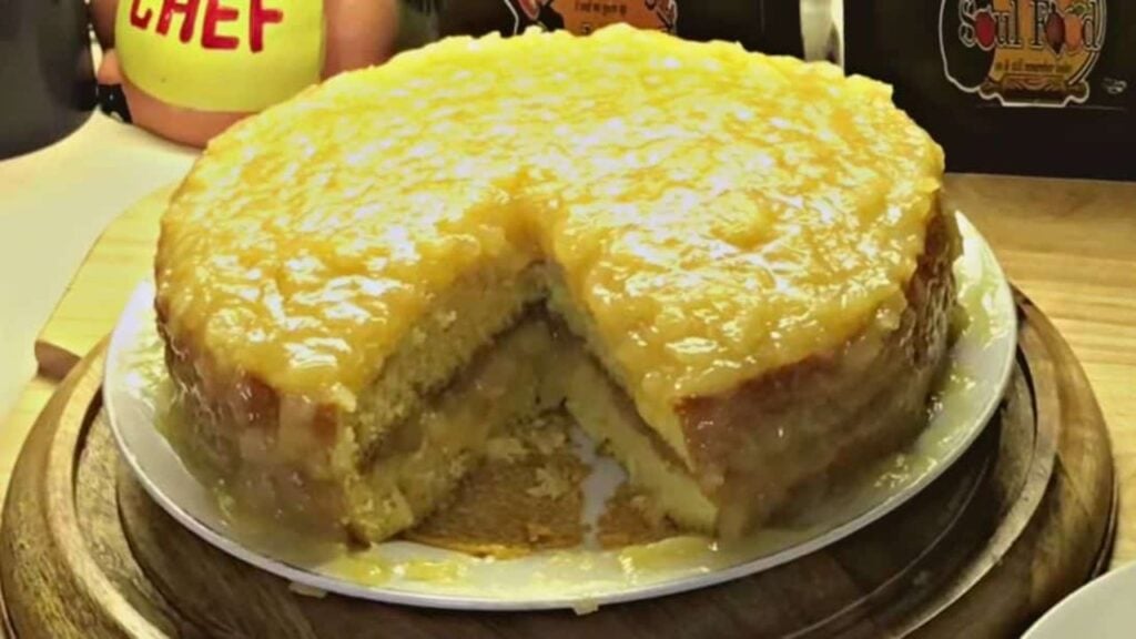 Old School Pineapple Layer Cake, homemade and freshly served