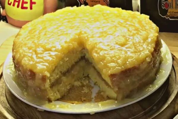 Old School Pineapple Layer Cake, homemade and freshly served