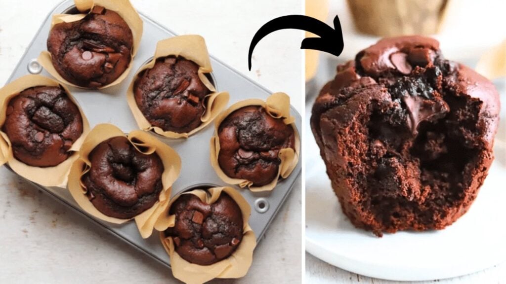 Olympic Village Chocolate Muffins Copycat, homemade and freshly served