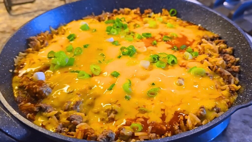 One-Pan Beef & Rice Enchilada, homemade and freshly served