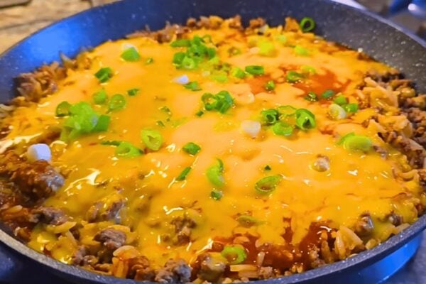 One-Pan Beef & Rice Enchilada, homemade and freshly served