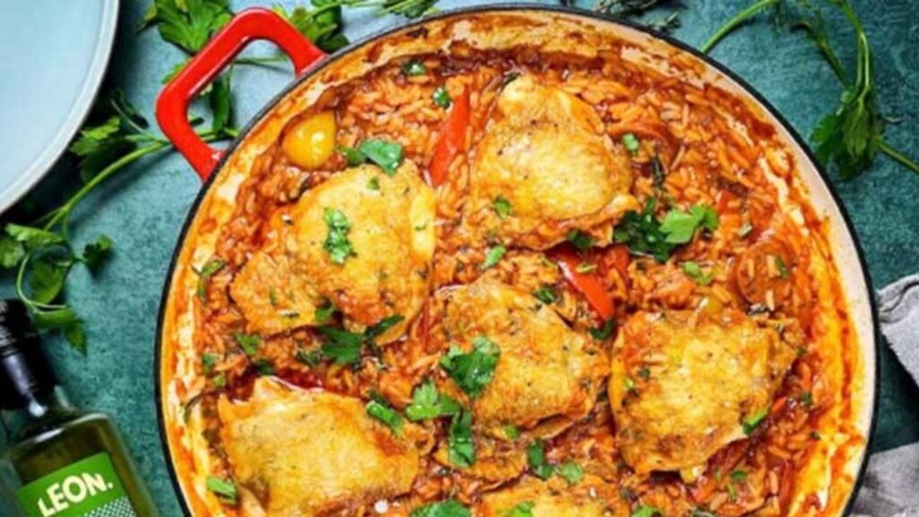 One Pan Chicken And Rice, homemade and freshly served