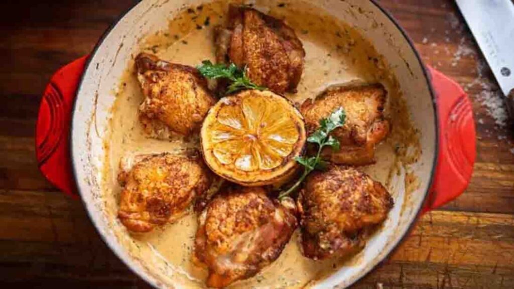 One-Pan Lemon Garlic Chicken, homemade and freshly served
