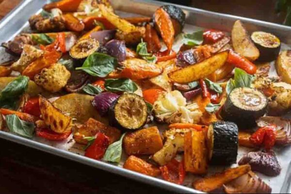 One-Pan Roasted Vegetables, homemade and freshly served