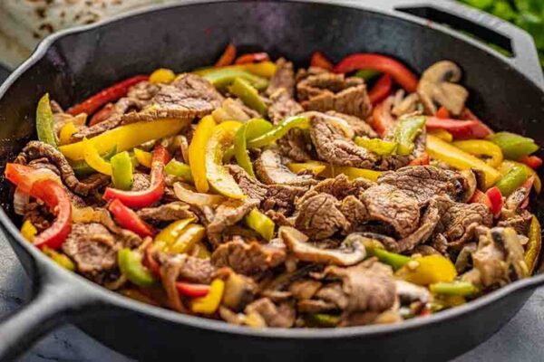One-Pan Steak Fajitas, homemade and freshly served