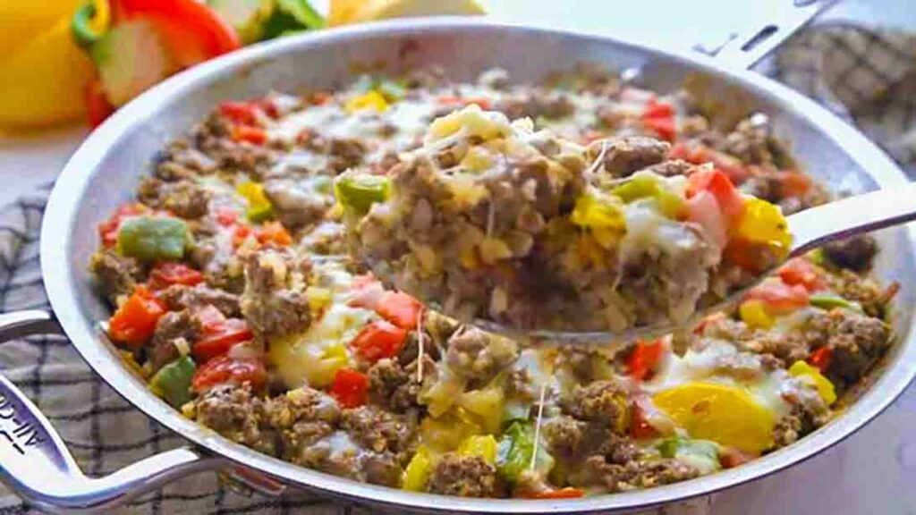 One-Pan Stuffed Pepper Skillet, homemade and freshly served