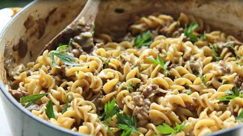 One-Pot Beef Stroganoff, homemade and freshly served
