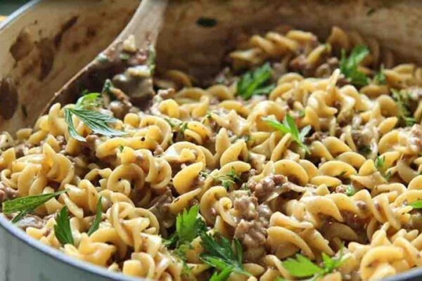 One-Pot Beef Stroganoff, homemade and freshly served