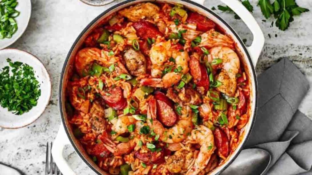 One-Pot Cajun Jambalaya, homemade and freshly served