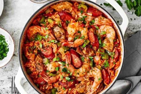 One-Pot Cajun Jambalaya, homemade and freshly served