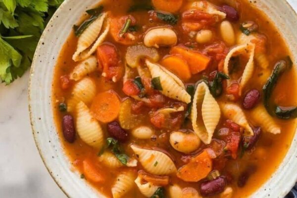 One-Pot Minestrone Soup, homemade and freshly served