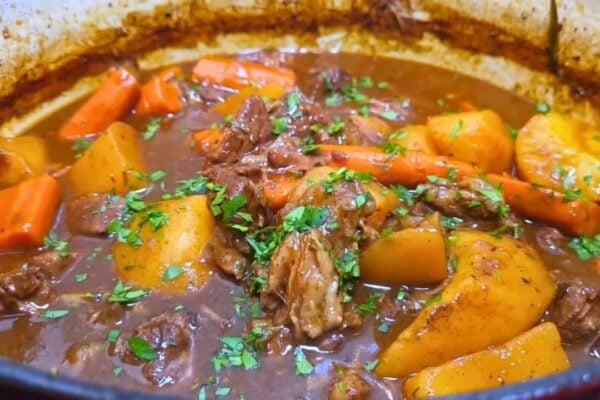 One Pot Oven Beef Stew, homemade and freshly served