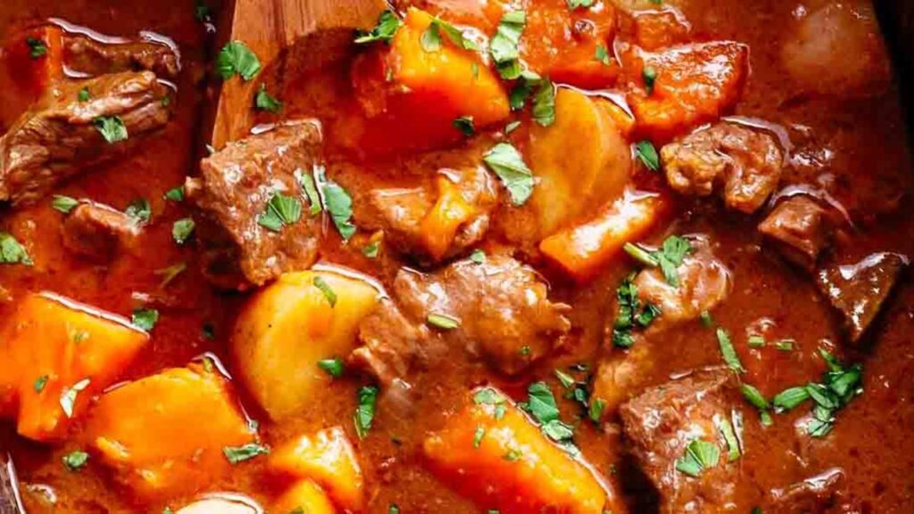 One-Pot Potato Beef Stew, homemade and freshly served
