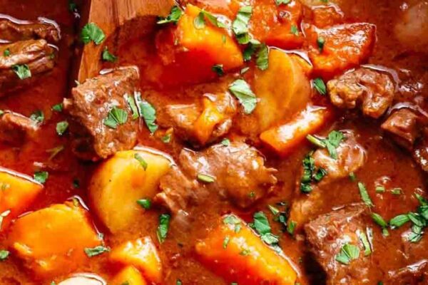One-Pot Potato Beef Stew, homemade and freshly served