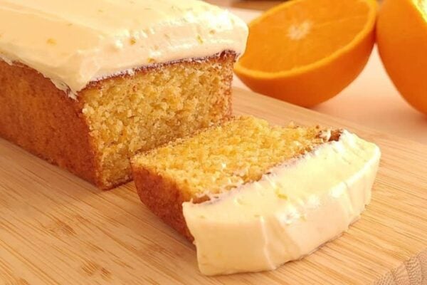 Orange Cake With Cream Cheese Frosting, homemade and freshly served