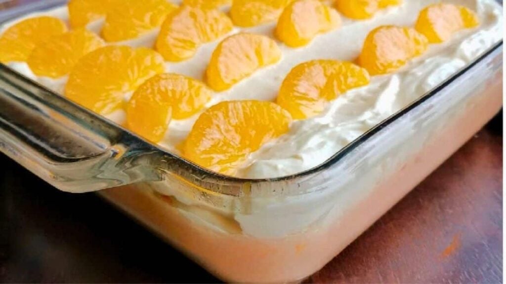 Orange Creamsicle Jello Salad, homemade and freshly served