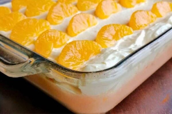 Orange Creamsicle Jello Salad, homemade and freshly served