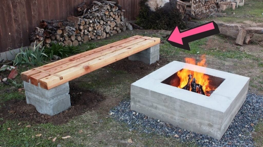 an Outdoor Concrete and Wood Bench