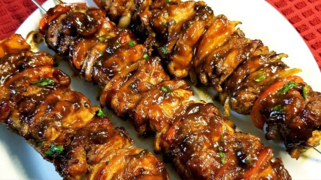 Oven Baked BBQ Chicken Kabobs, homemade and freshly served