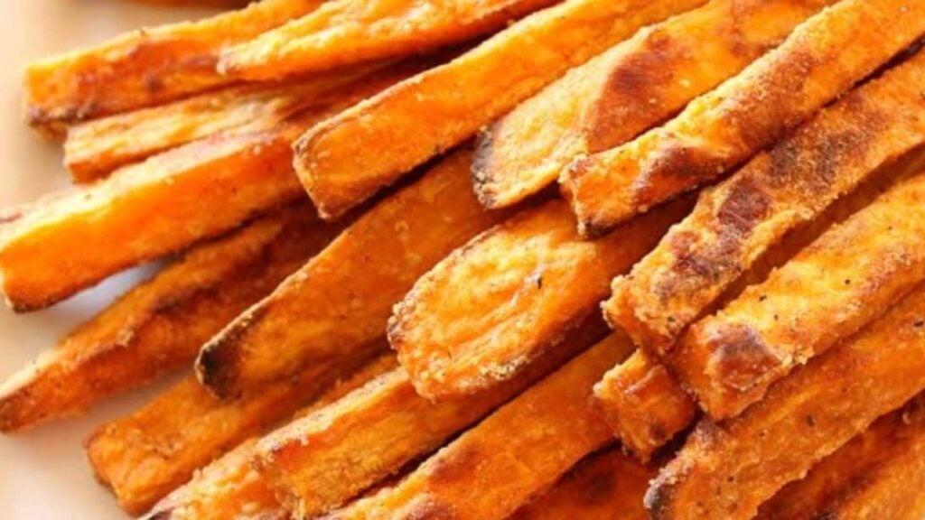 Oven-Baked Sweet Potato Fries, homemade and freshly served