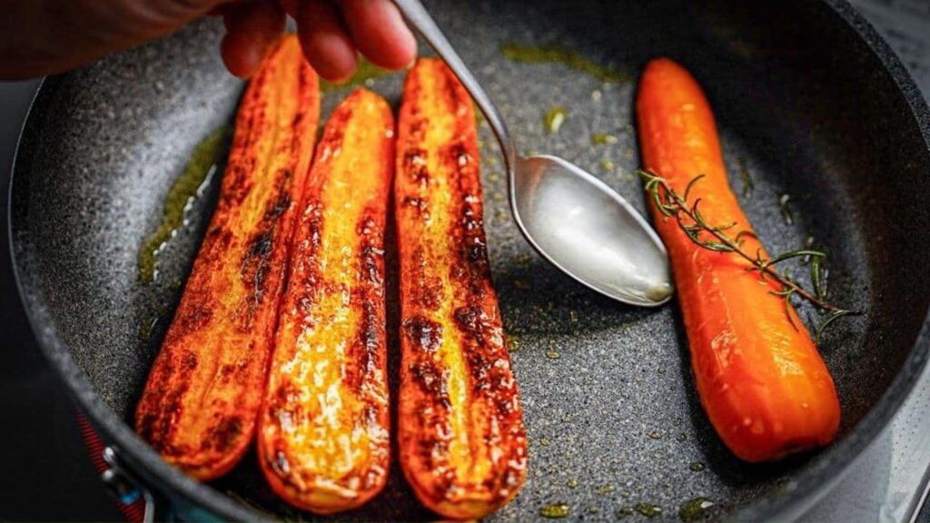 Easy and Delicious Pan Fried Carrots, homemade and freshly served