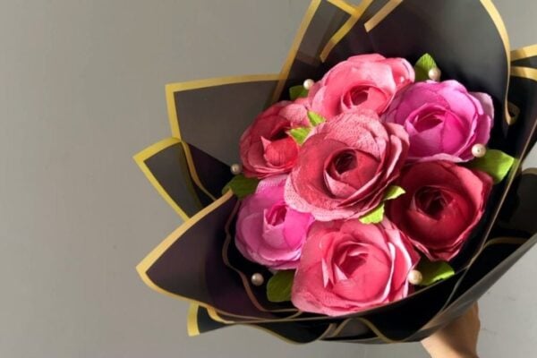 Aesthetic Paper Flower Bouquet With Paper Towels — easy step-by-step DIY tutorial.