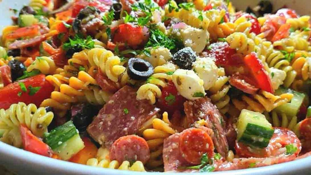Party Pasta Salad, homemade and freshly served
