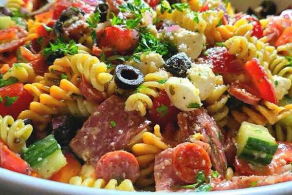 Party Pasta Salad, homemade and freshly served